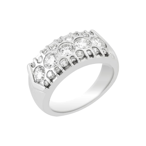 Finnies The Jewellers 18ct White Gold Broad Round Diamond Cluster Ring 2.10ct