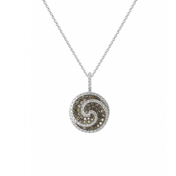 Finnies The Jewellers 18ct White Gold Brown and White Diamond Swirl Pendant
