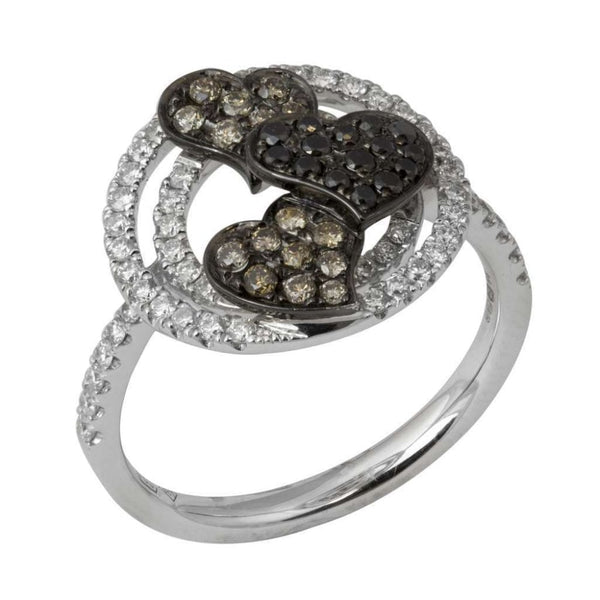 Finnies The Jewellers 18ct White Gold Brown & Black Hearts Diamond Ring