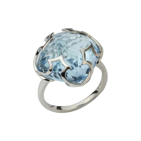 Finnies The Jewellers 18ct White Gold Cabochon Blue Topaz Dress Ring