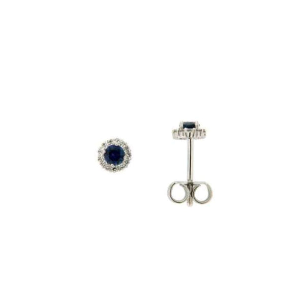 Finnies The Jewellers 18ct White Gold Ceylon Blue Sapphire and Diamond Halo Stud Earr