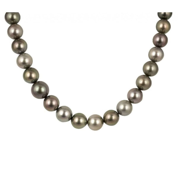 Finnies The Jewellers 18ct White Gold Clasp on 1 Row Black Tahitian Pearl Necklet