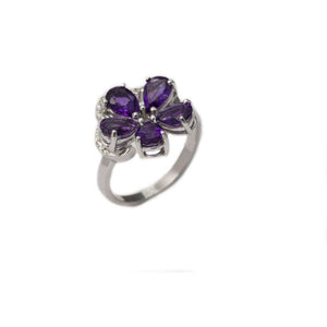 Finnies The Jewellers 18ct White Gold Diamond & Amethyst Ring