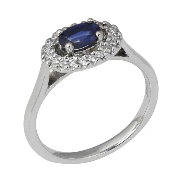 Finnies The Jewellers 18ct White Gold Diamond and Blue Sapphire Cluster Ring