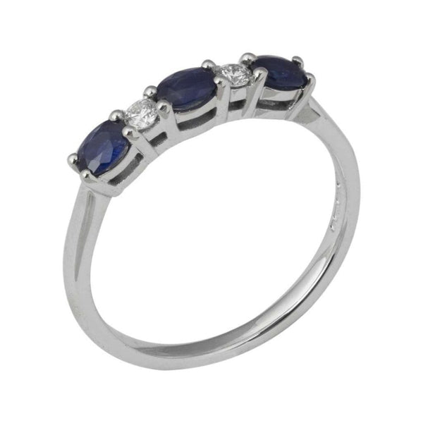 Finnies The Jewellers 18ct White Gold Diamond and Blue Sapphire Eternity Ring