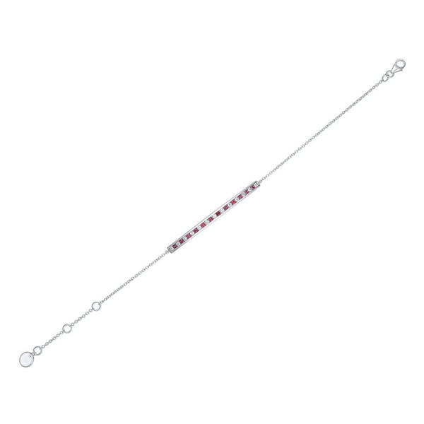 Finnies The Jewellers 18ct White Gold Diamond and Ruby Bar Chain Bracelet