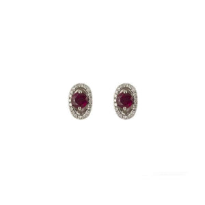 Finnies The Jewellers 18ct White Gold Diamond and Ruby Stud Earrings