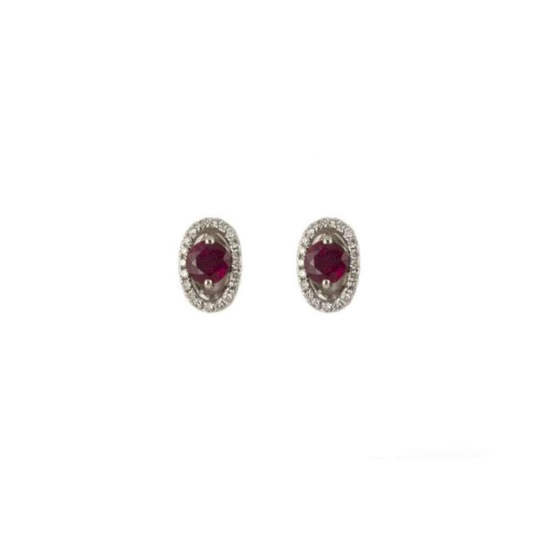 Finnies The Jewellers 18ct White Gold Diamond and Ruby Stud Earrings
