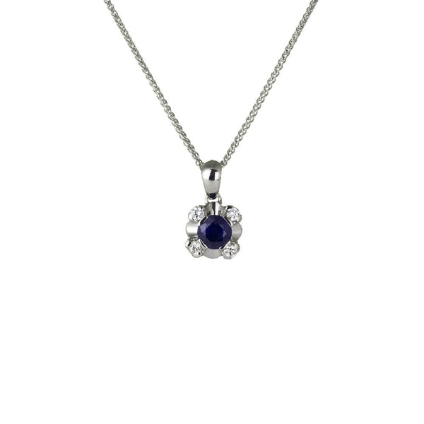 Finnies The Jewellers 18ct White Gold Diamond and Sapphire Pendant with 18
