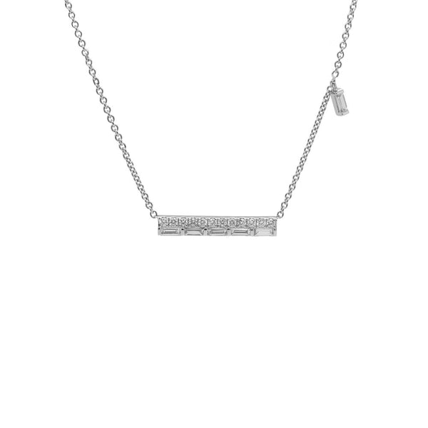 Finnies The Jewellers 18ct White Gold Diamond Bar Necklace on 16