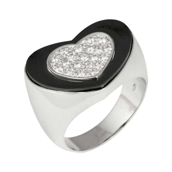 Finnies The Jewellers 18ct White Gold Diamond & Black Ceramic Ring