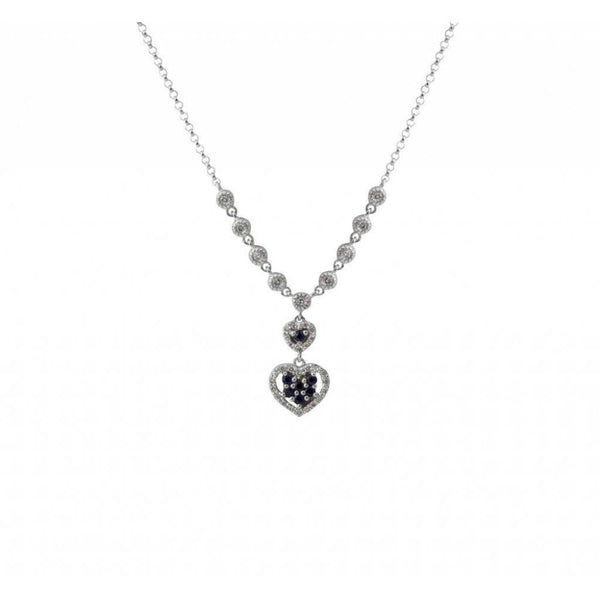 Finnies The Jewellers 18ct White Gold Diamond & Blue Sapphire Pendant
