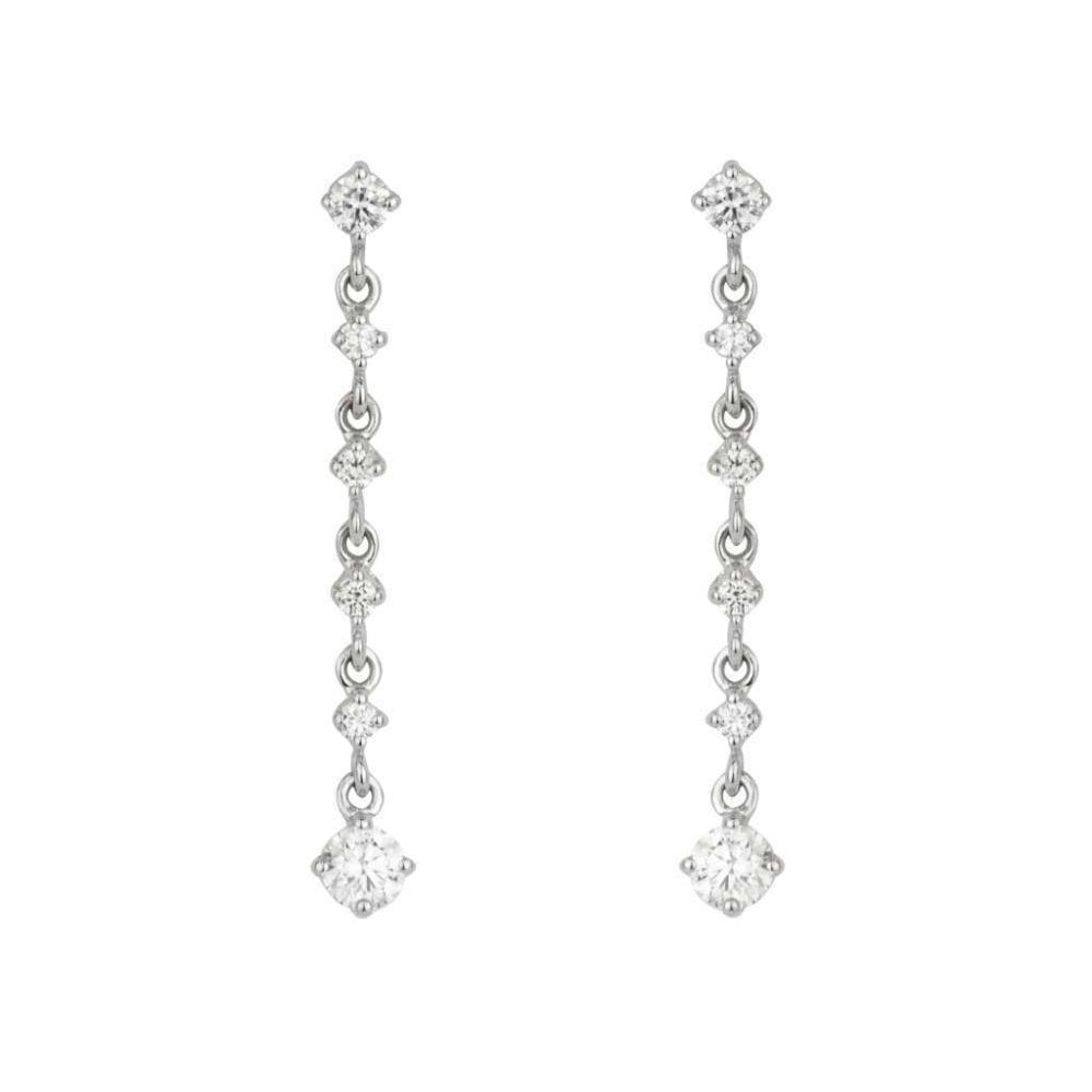 18ct White Gold Diamond Chain Drop Earrings 0.86ct