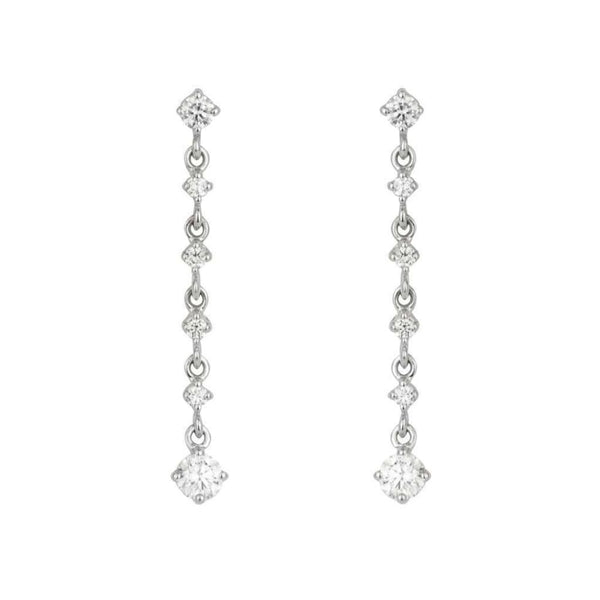 Finnies The Jewellers 18ct White Gold Diamond Chain Drop Earrings 0.86ct