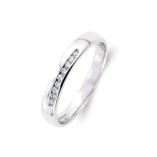 Finnies The Jewellers 18ct White Gold Diamond Channel Set Shaped Wedding Band 0.09ct