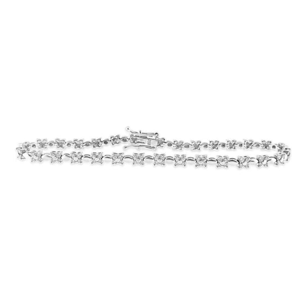 Finnies The Jewellers 18ct White Gold Diamond Cluster Bar Bracelet 1.40ct
