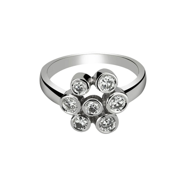Finnies The Jewellers 18ct White Gold Diamond Cluster Ring 0.86ct