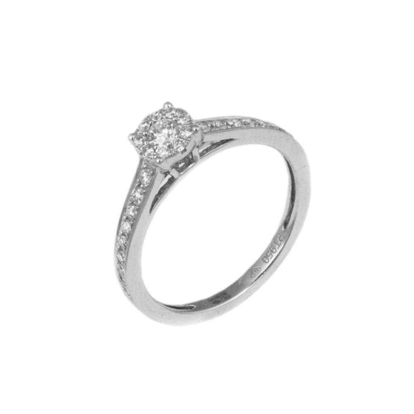 Finnies The Jewellers 18CT White Gold Diamond Cluster Ring With Diamond Set Shoulders