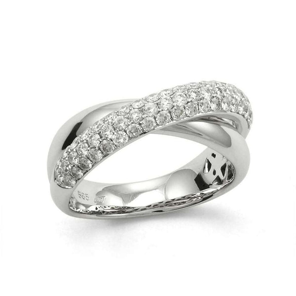 Finnies The Jewellers 18ct White Gold Diamond Crossover Dress Ring 0.86ct