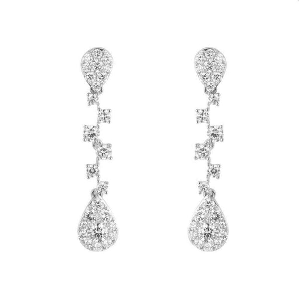 Finnies The Jewellers 18ct White Gold Diamond Drop Earrings