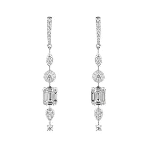 Finnies The Jewellers 18ct White Gold Diamond Fancy Shape Drop Earrings 1.86ct