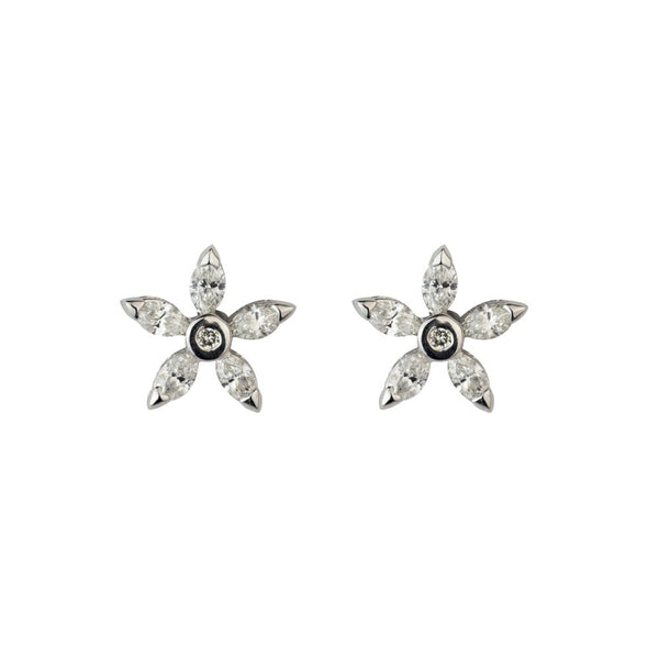 Finnies The Jewellers 18ct White Gold Diamond Flower Cluster Stud Earrings 0.66ct
