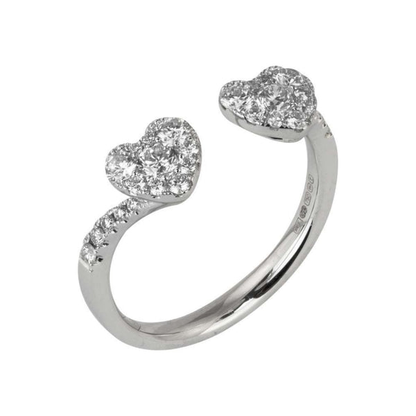 Finnies The Jewellers 18ct White Gold Diamond Heart Shaped Cluster Torque Ring 0.60ct