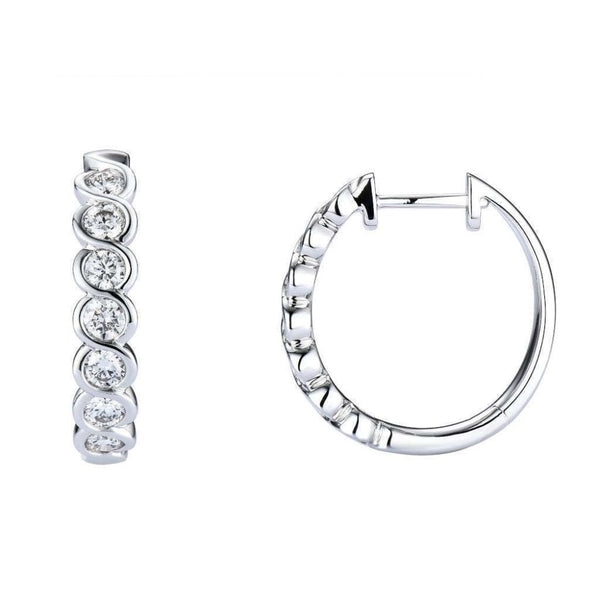 Finnies The Jewellers 18ct White Gold Diamond Hinged Hoop Earrings 1.02ct
