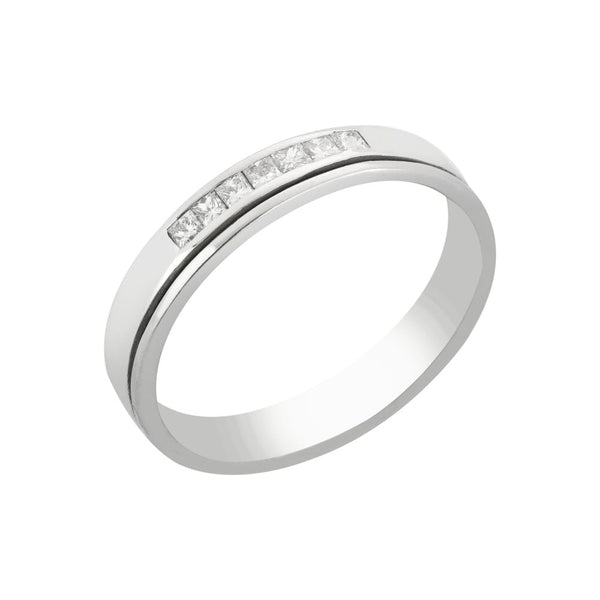 Finnies The Jewellers 18ct White Gold Diamond Lined Wedding Ring