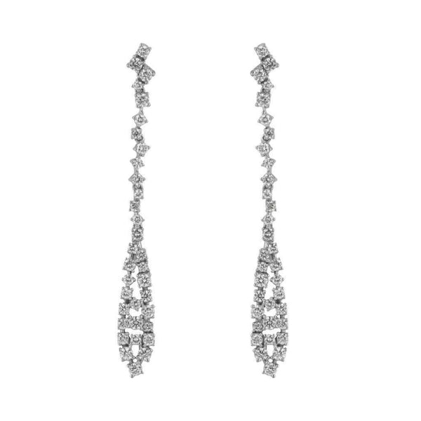 Finnies The Jewellers 18ct White Gold Diamond Long Drop Earrings 2.04ct