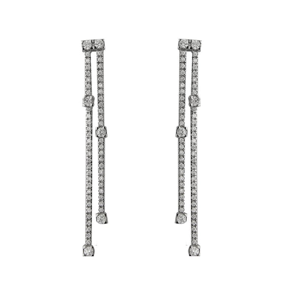 Finnies The Jewellers 18ct White Gold Diamond Long Drop Earrings