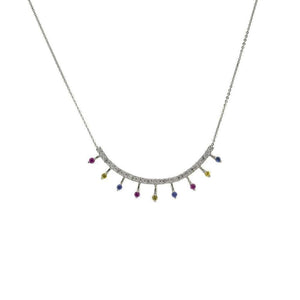 Finnies The Jewellers 18ct White Gold Diamond Multi Sapphire Necklet
