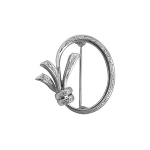 Finnies The Jewellers 18ct White Gold Diamond Oval Bow Shaped Brooch