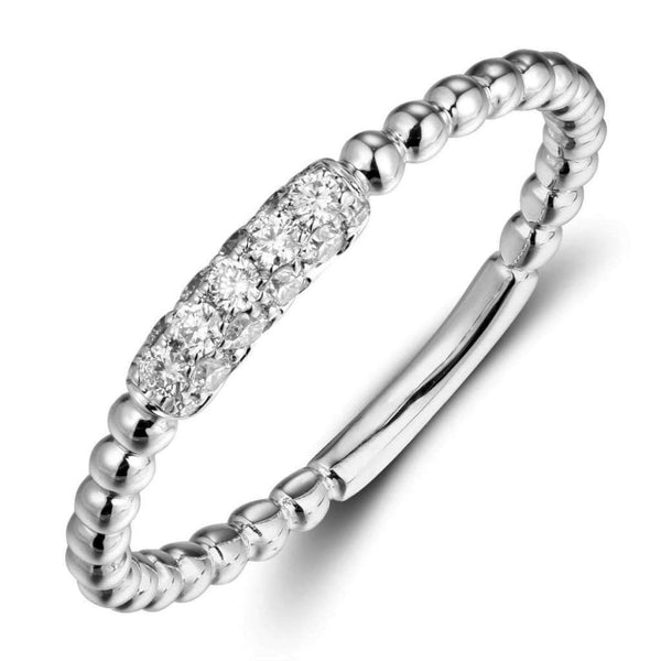 Finnies The Jewellers 18ct White Gold Diamond Pave Set Centre with Beaded Band Dress