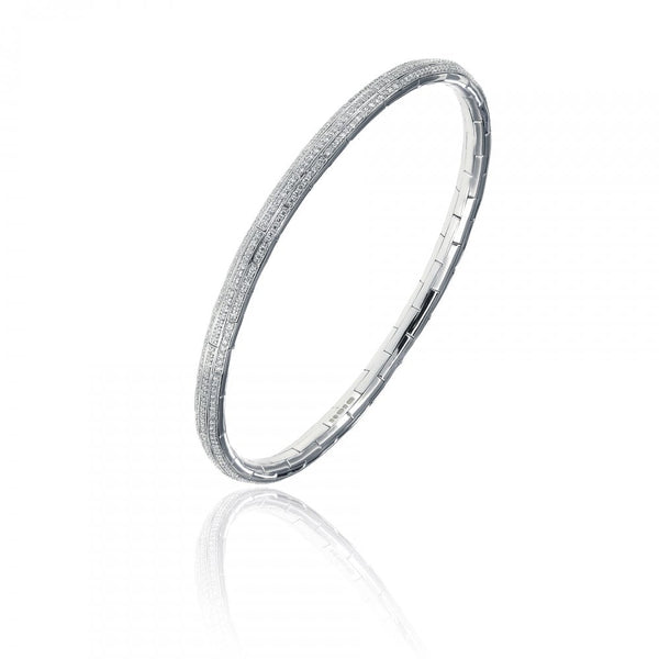 Finnies The Jewellers 18ct White Gold Diamond Pave Set Stretch Spring Bracelet