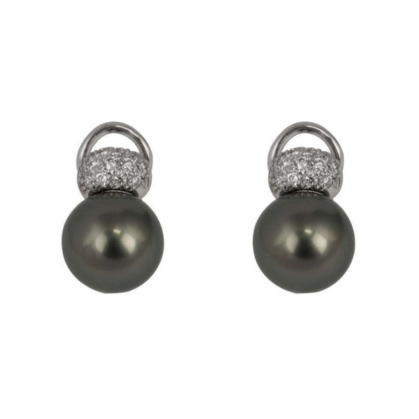 Finnies The Jewellers 18ct White Gold Diamond & Pearl Stud Earrings