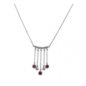 Finnies The Jewellers 18ct White Gold Diamond & Pink Sapphire Fringe Pendant