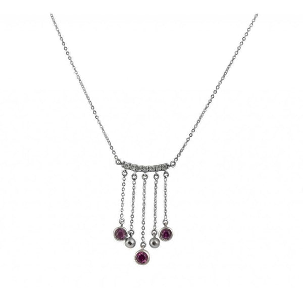 Finnies The Jewellers 18ct White Gold Diamond & Pink Sapphire Fringe Pendant