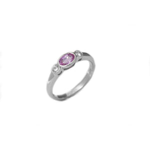 Finnies The Jewellers 18ct White Gold Diamond & Pink Sapphire Ring