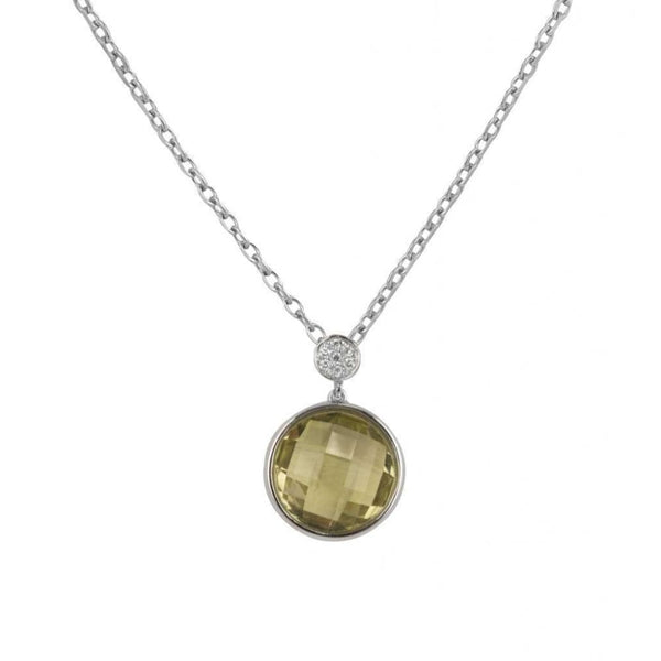 Finnies The Jewellers 18ct White Gold Diamond Round Lemon Quartz Pendant