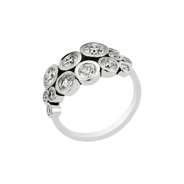 Finnies The Jewellers 18ct White Gold Diamond Rubover Set Bubble Dress Ring