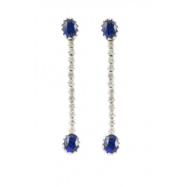 Finnies The Jewellers 18ct White Gold Diamond & Sapphire Drop Earrings