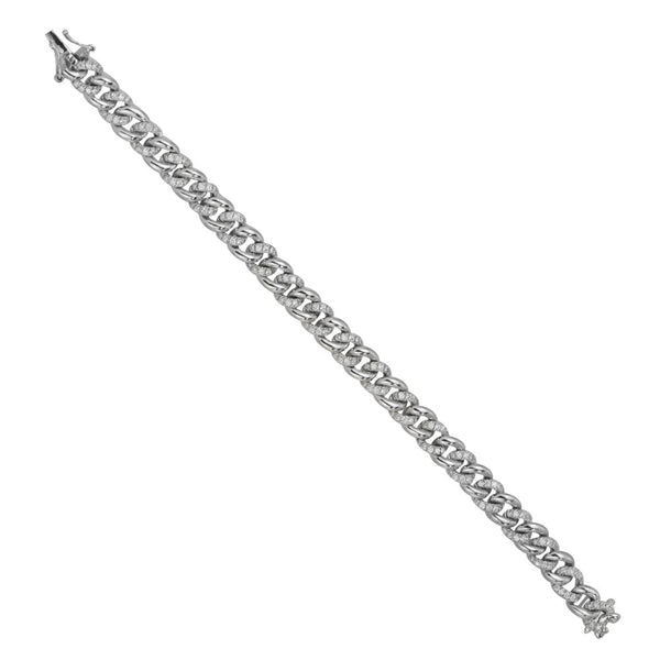Finnies The Jewellers 18ct White Gold Diamond Set Curb Bracelet