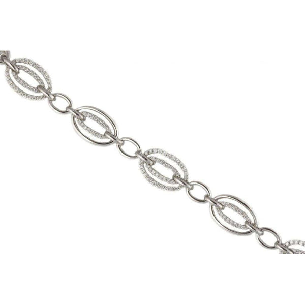 Finnies The Jewellers 18ct White Gold Diamond Set Double Open Oval Link Bracelet