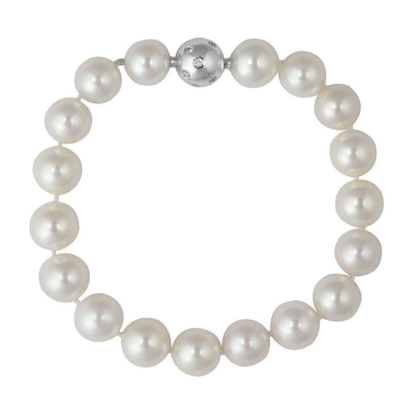 Finnies The Jewellers 18ct White Gold Diamond Set Freshwater Pearl Bracelet