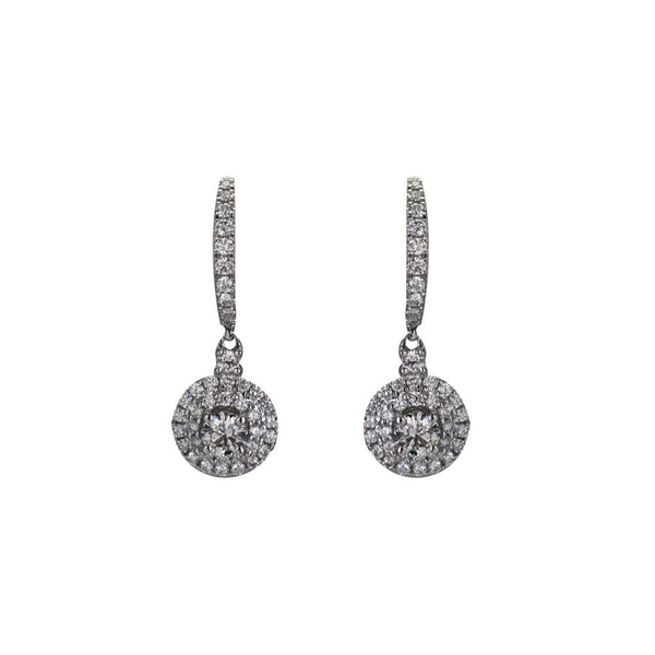 Finnies The Jewellers 18ct White Gold Diamond Set Hoop/Drop Double Halo Earrings 1.15c