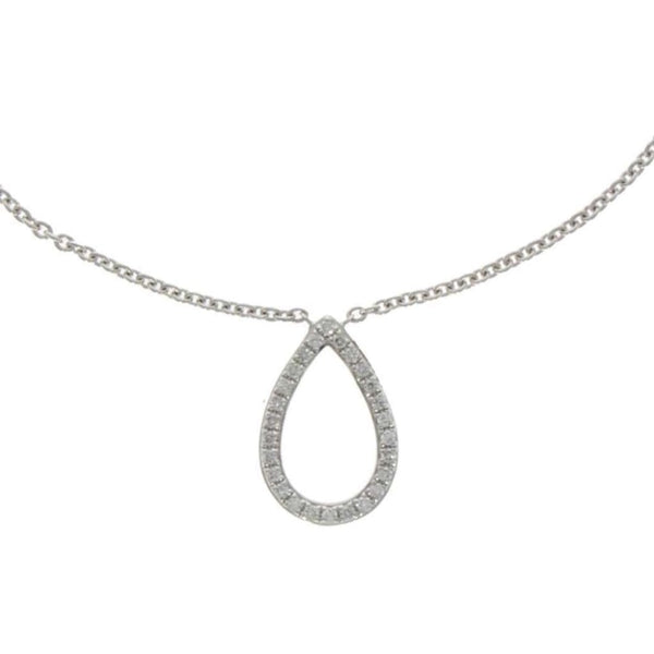 Finnies The Jewellers 18ct White Gold Diamond Set Open Pear Shaped Pendant with Chain