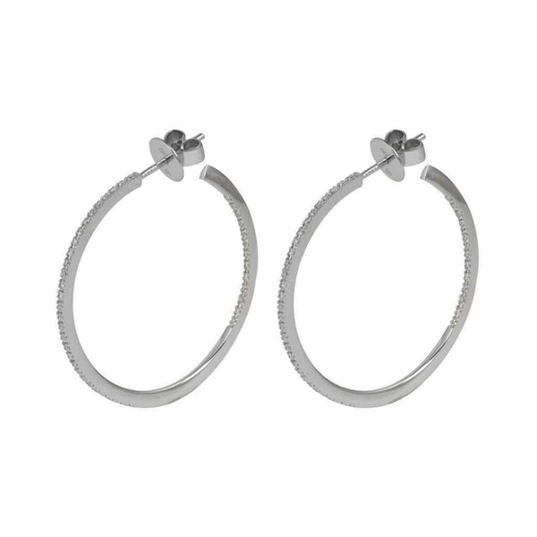 Finnies The Jewellers 18ct White Gold Diamond Set Outside and Inside Hoop Earrings,