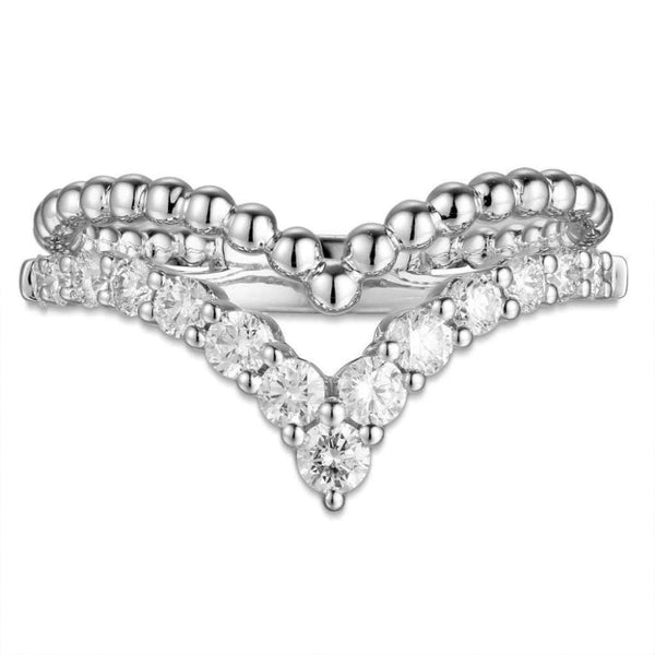Finnies The Jewellers 18ct White Gold Diamond Set Two Row Wishbone Ring