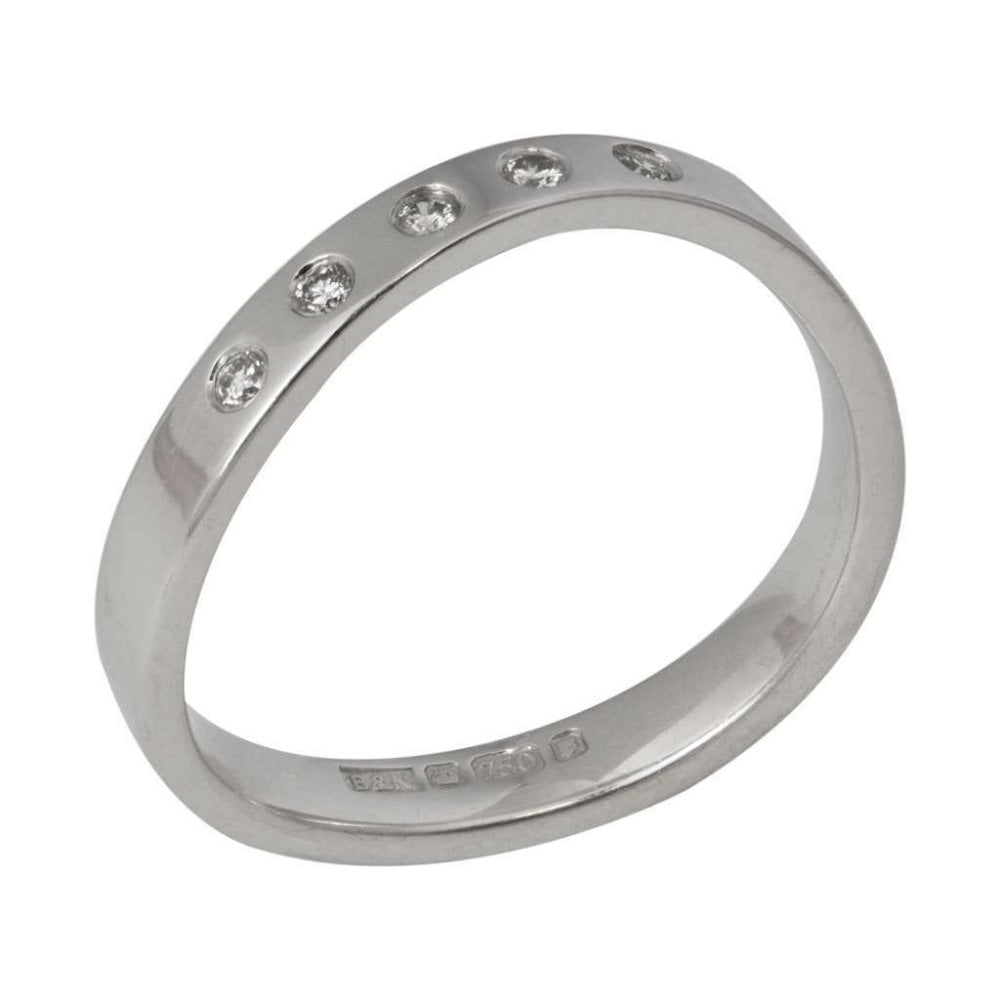 18ct White Gold Diamond Set Wavy Wedding Band